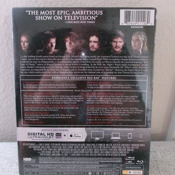 Game of Thrones Complete Season 4 on Blu-Ray and Digital HD DVD - New, Unopened - Picture 2 of 6
